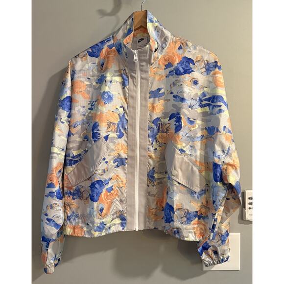 Nike Sportswear Jacket Woven Floral‎ Track Spell out Windbreaker Womens Small - Picture 1 of 6